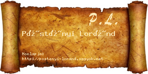 Pöstényi Loránd névjegykártya